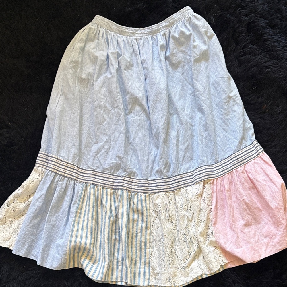 Ralph Lauren Blue and Pink A-Line Skirt